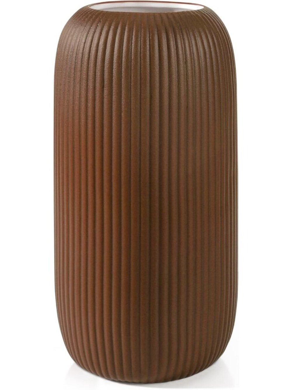 Modern Small Caramel Ceramic Vase Flowers Ribbed Textured Farmhouse Home Livings